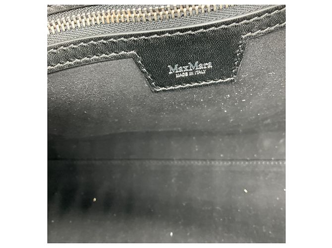 mala tote Max Mara em couro preto com alças duplas e ferragens prateadas - vista 8