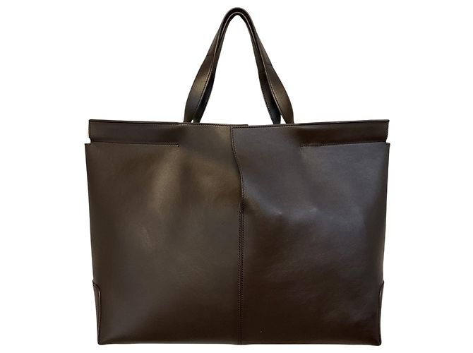 Borsa Tote Folio Di Bag in vera pelle marrone Tod's - vista 3