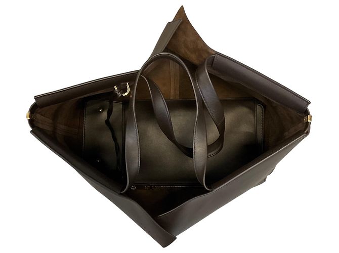 Borsa Tote Folio Di Bag in vera pelle marrone Tod's - vista 5