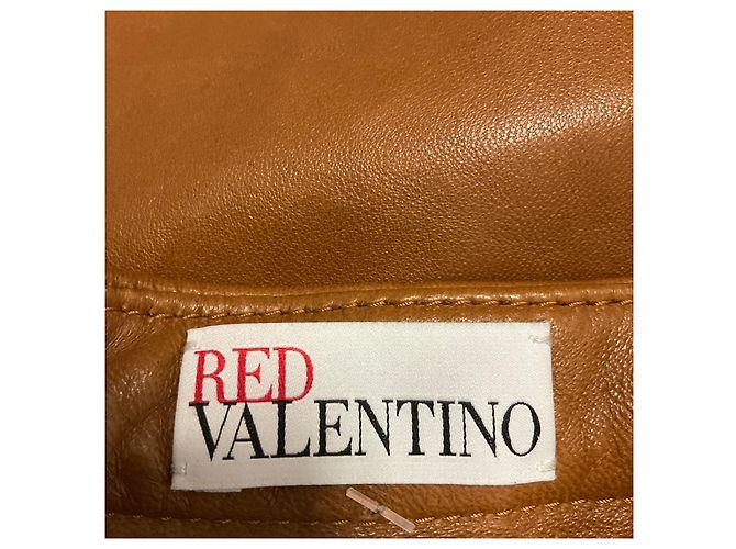 Valentino Garavani Falda de piel de cordero Tan / Silver Stud Embellished RED Valentino Camello - vista 4