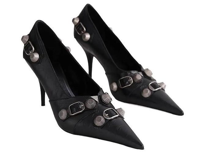 Tacchi Balenciaga Cagole in pelle nera Nero - vista 3
