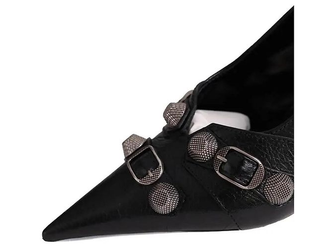 Tacchi Balenciaga Cagole in pelle nera Nero - vista 5
