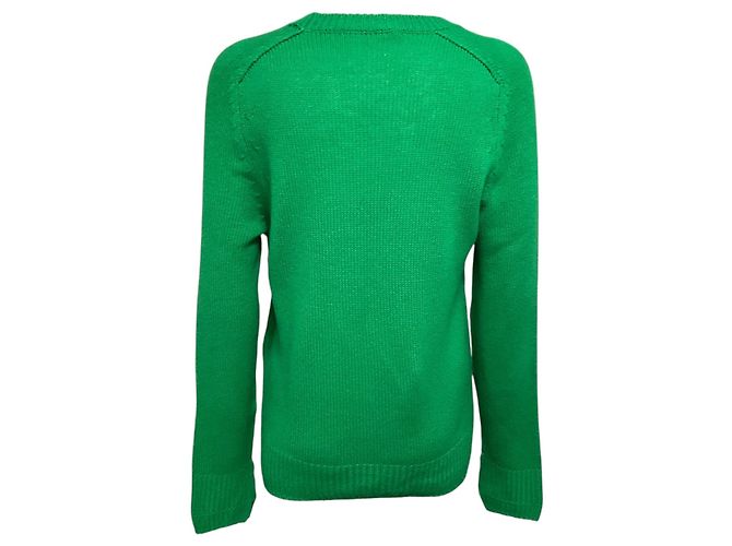 Céline Pull-over en maille de cachemire vert Celine avec logo Triomphe brodé - vue 3