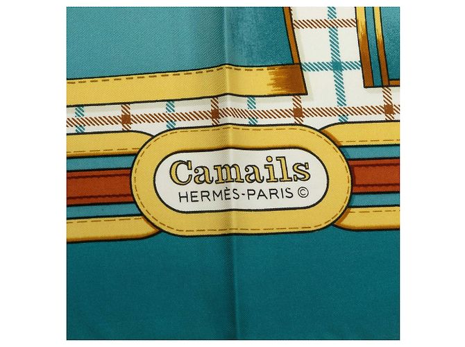 Lenço de seda Hermès Camails Azul 90 - vista 3