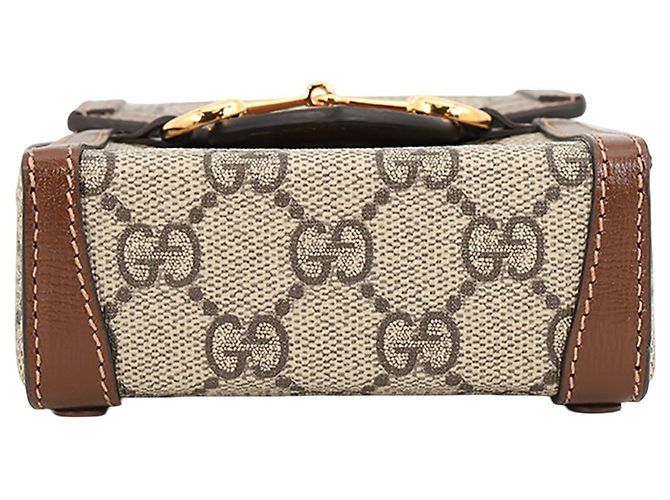 Borsa a tracolla Gucci Mini GG Supreme Horsebit 1955 Beige - vista 3