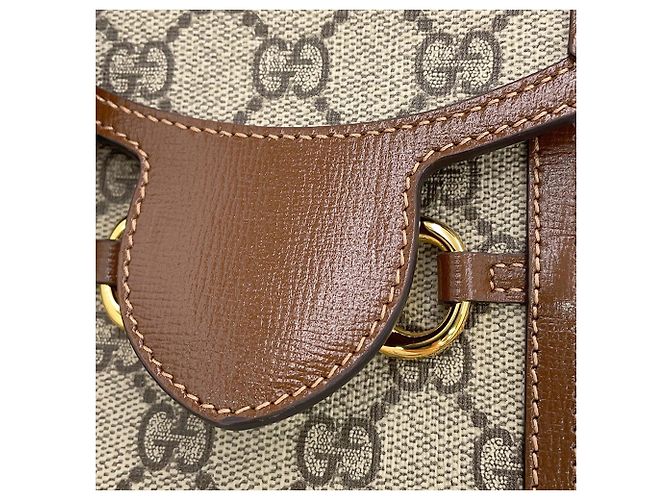 Borsa a tracolla Gucci Mini GG Supreme Horsebit 1955 Beige - vista 9