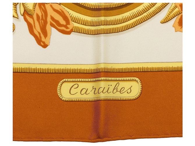 Hermès Caraibes Seidentuch Weiß 90 Scarves - Ansicht 4