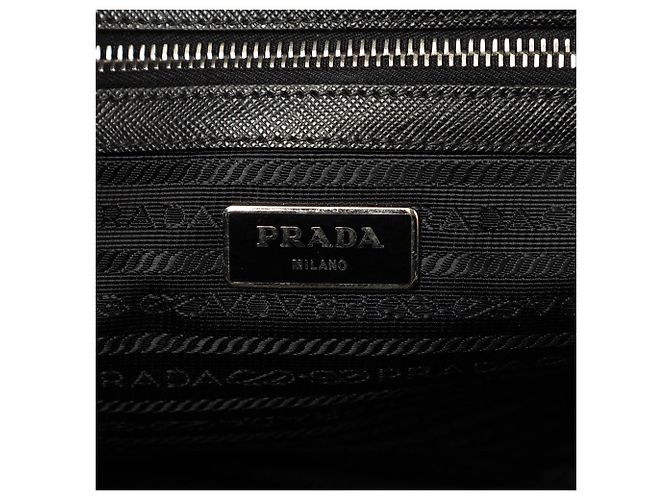 Sac business Prada Saffiano noir - vue 5