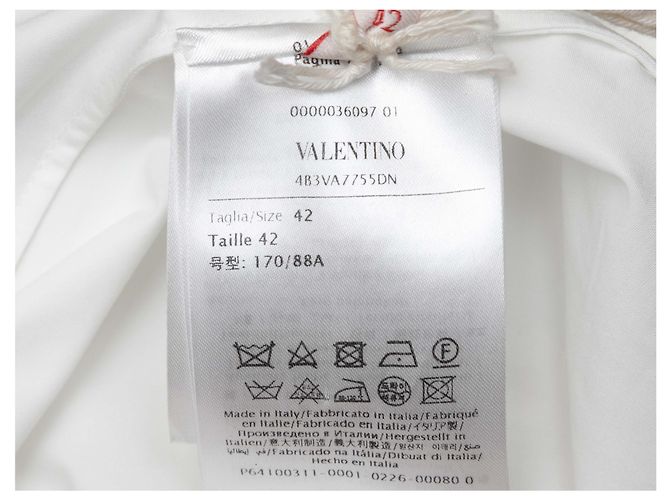 Valentino Garavani Valentino verziertes Langarmkleid in Weiß & Orange Größe IT 42 - Ansicht 6