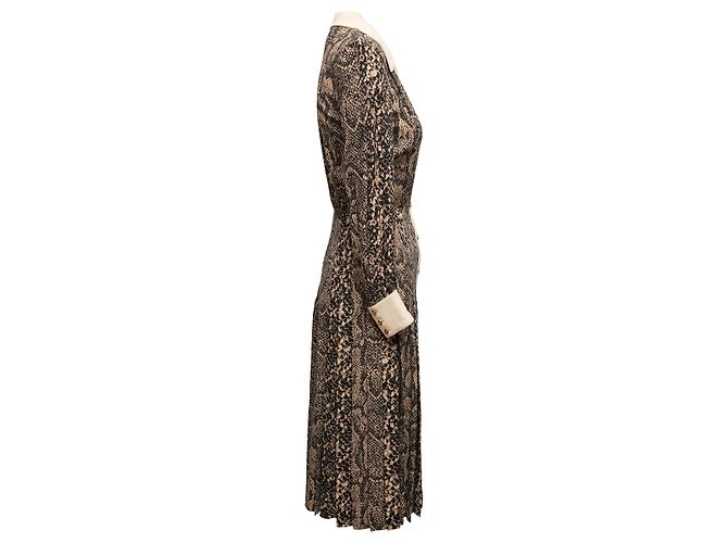 Céline Celine Herbst/Winter 2020 Kleid mit Schlangenprint Beige & Schwarz Größe US S - Ansicht 2