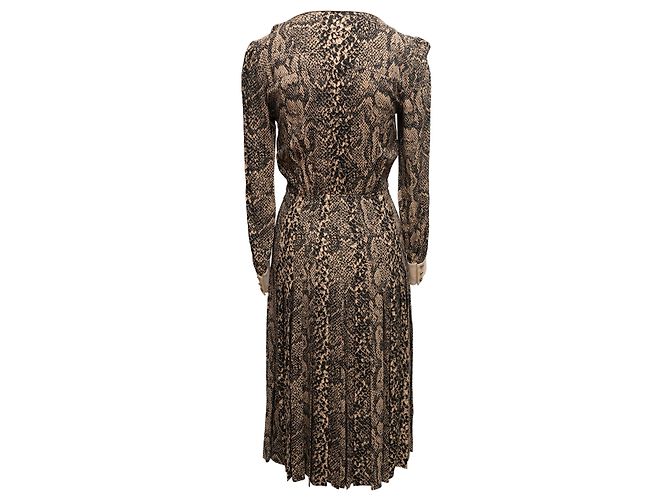 Céline Celine Herbst/Winter 2020 Kleid mit Schlangenprint Beige & Schwarz Größe US S - Ansicht 3