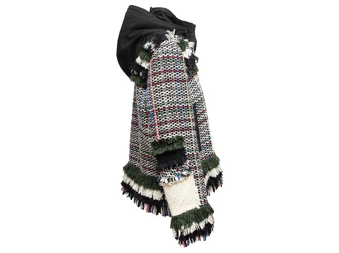 Sacai Tweed Kapuzenjacke Schwarz & Multicolor Designer Größe 3 - Ansicht 3