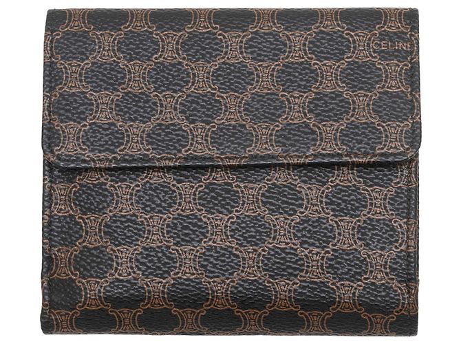 Autre Marque Vintage Black & White Celine Macadam Folding Wallet Brown - view 2