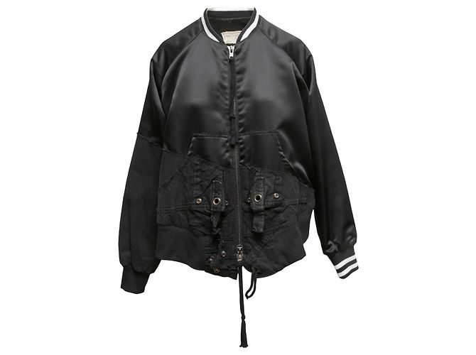 Chaqueta Bomber Patchwork Greg Lauren Blanco y Negro Talla US S - vista 2