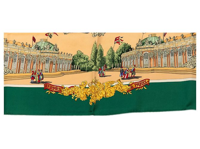 Foulard di seta Hermès Voltaire Sanssoucy Verde 90 Scarves - vista 5