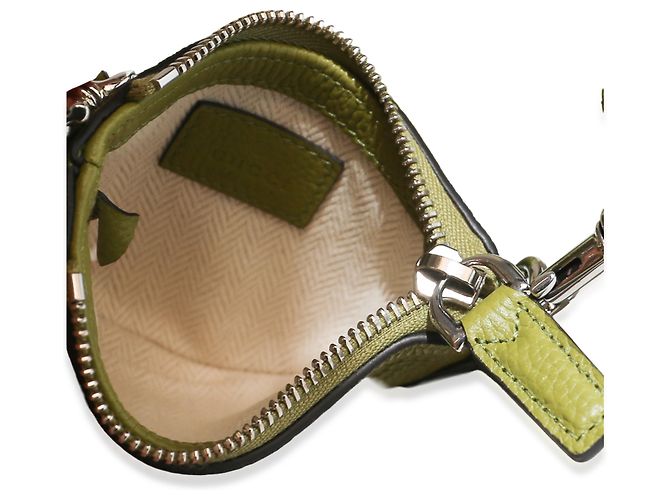 Gucci Mini B Shoulder Pouch in pelle di vitello martellata Olive Green Verde - vista 5