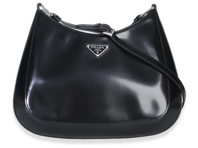 Borsa a spalla Cleo Large Prada in pelle Spazzolato nera Nero - vista 8