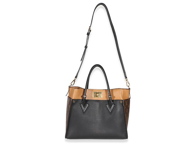 Louis Vuitton Black Monogram Canvas On My Side MM Negro - vista 5