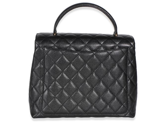 Gabrielle Borsa Chanel Vintage 24k Black Quilted Caviar Kelly Top Handle Bag Nero - vista 2