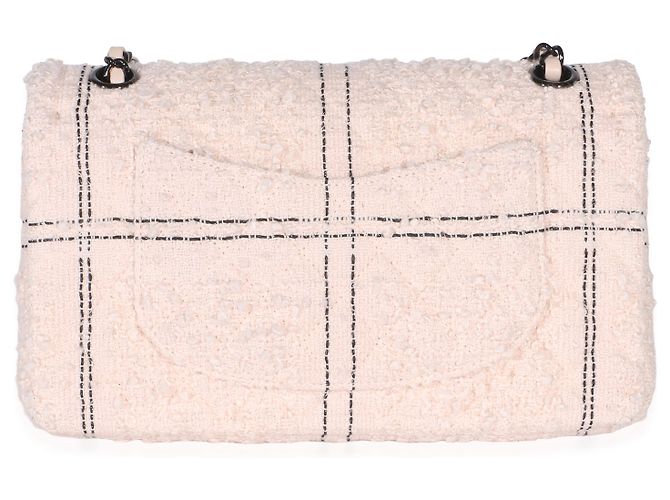 Gabrielle Chanel Medium Double Flap Bag aus multicolorigem gestepptem Tweed in Hellrosa Pink - Ansicht 2