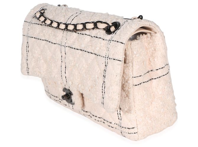 Gabrielle Chanel Medium Double Flap Bag aus multicolorigem gestepptem Tweed in Hellrosa Pink - Ansicht 3