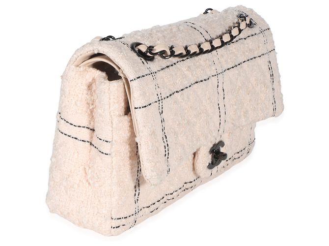Gabrielle Chanel Medium Double Flap Bag aus multicolorigem gestepptem Tweed in Hellrosa Pink - Ansicht 4