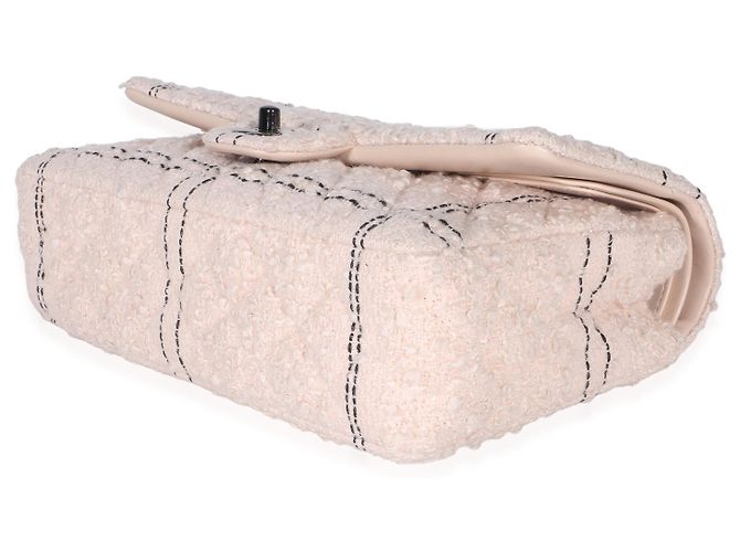Gabrielle Chanel Medium Double Flap Bag aus multicolorigem gestepptem Tweed in Hellrosa Pink - Ansicht 6