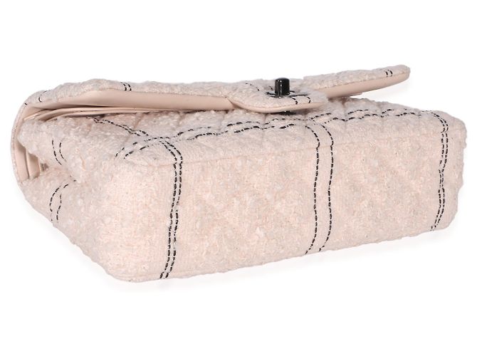 Gabrielle Chanel Medium Double Flap Bag aus multicolorigem gestepptem Tweed in Hellrosa Pink - Ansicht 7