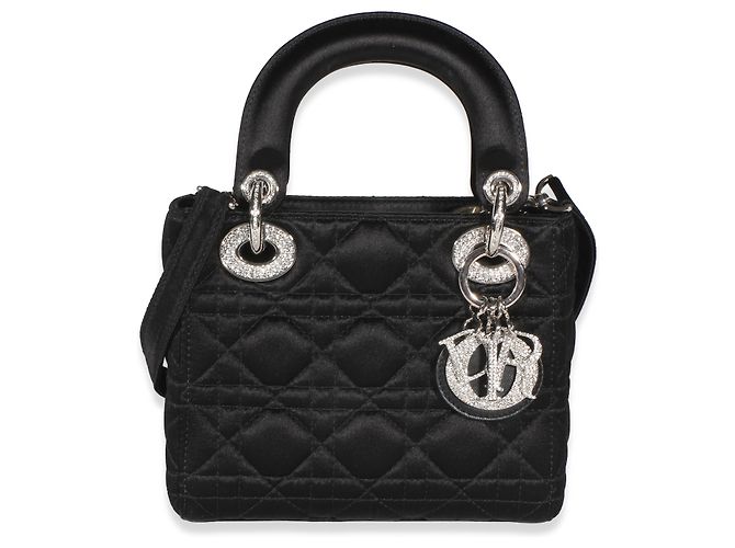 Mini Lady Dior in raso nero Cannage con cristalli Swarovski Christian Dior - vista 2