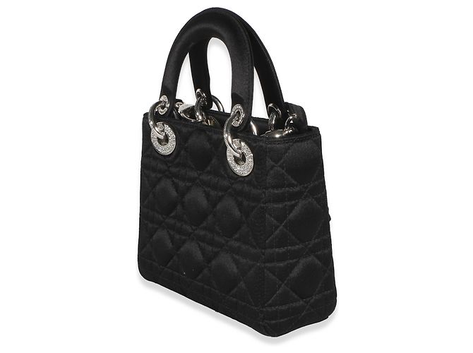 Mini Lady Dior in raso nero Cannage con cristalli Swarovski Christian Dior - vista 3