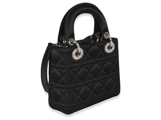 Mini Lady Dior in raso nero Cannage con cristalli Swarovski Christian Dior - vista 4