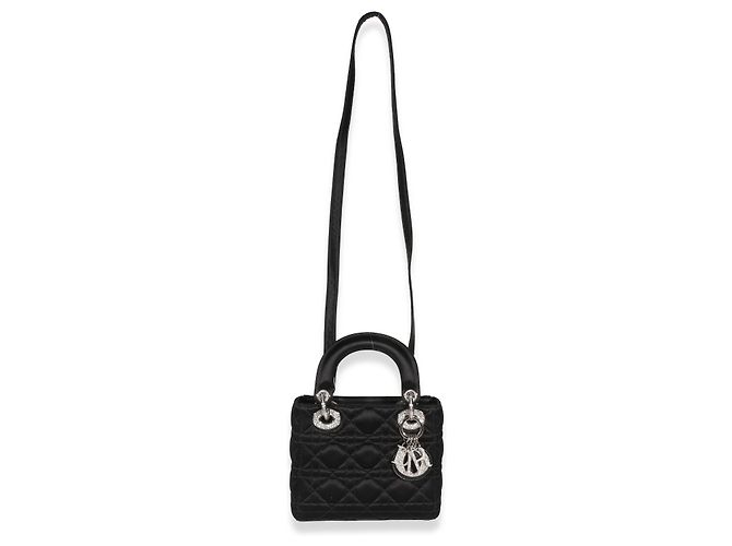 Mini Lady Dior in raso nero Cannage con cristalli Swarovski Christian Dior - vista 5