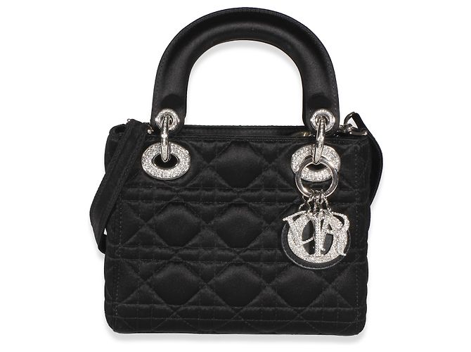 Mini Lady Dior in raso nero Cannage con cristalli Swarovski Christian Dior - vista 8