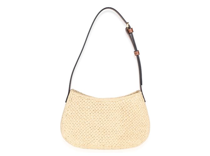Céline Bolsa de Ombro Celine Medium Tilly em Ráfia Natural e Pele de Vitelo Triomphe Bege - vista 2
