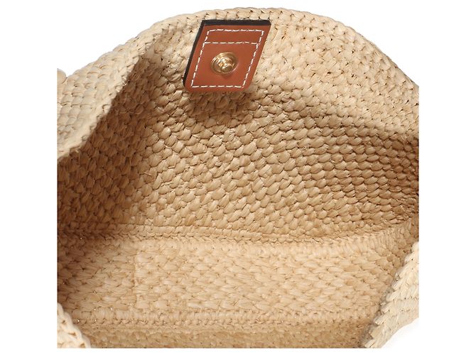 Céline Bolsa de Ombro Celine Medium Tilly em Ráfia Natural e Pele de Vitelo Triomphe Bege - vista 5