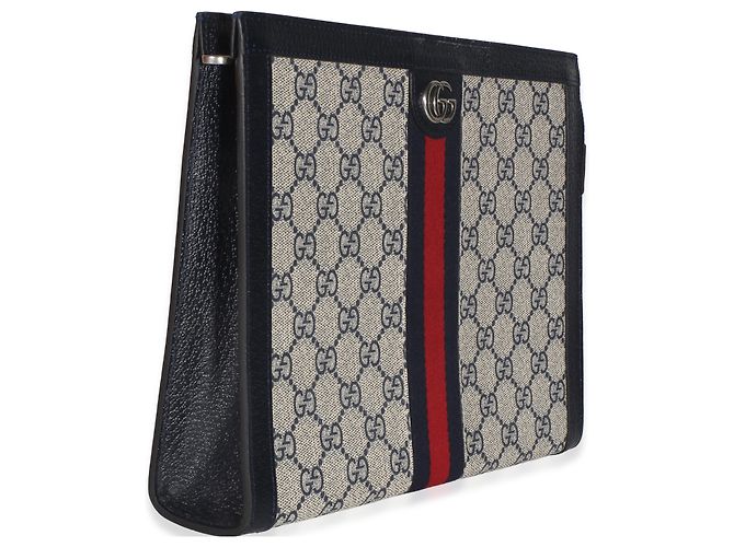 Pouch Ophidia Large in tela GG Supreme blu navy Gucci - vista 4