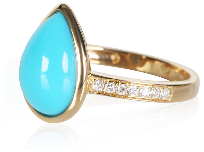 Autre Marque Anello in oro giallo, turchese e diamanti - vista 2