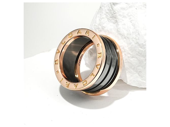 Bulgari Bvlgari B.zero1 Ring 4-Band 18K Roségold & schwarze Keramik, Größe 53 Pink - Ansicht 2