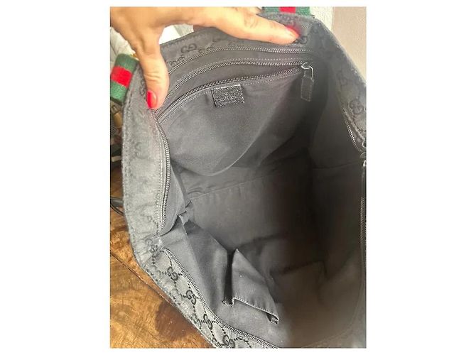 Gucci Borsa Shopper GG Supreme Tela Nera Nero - vista 5