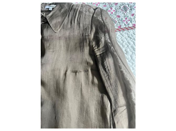 Camisa de seda castanha Carven Marrom - vista 3