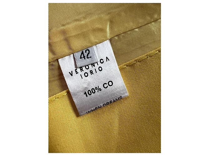Autre Marque Veronica Iorio Vestido midi de algodón amarillo con abertura - vista 5