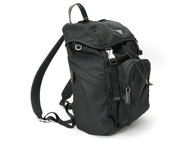 Mochila Prada em couro Saffiano e Re-Nylon Preto - vista 2
