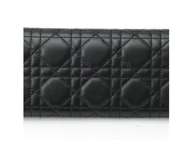 Portafoglio lungo Christian Dior in pelle d'agnello nera Nero - vista 2