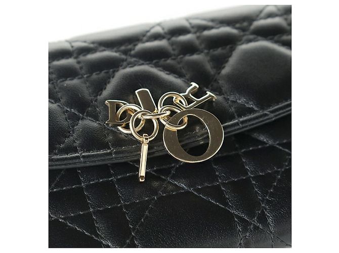 Portafoglio lungo Christian Dior in pelle d'agnello nera Nero - vista 4