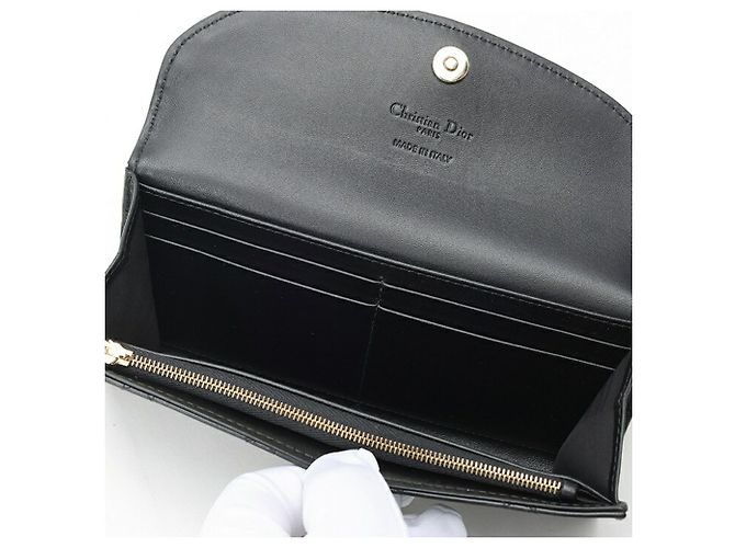 Portafoglio lungo Christian Dior in pelle d'agnello nera Nero - vista 6