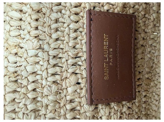 Autre Marque Saint Laurent Rive Gauche Borsa Tote in Rafia Beige - vista 10