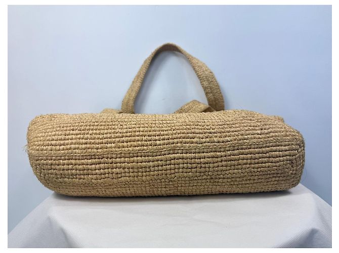 Autre Marque Saint Laurent Rive Gauche Borsa Tote in Rafia Beige - vista 3