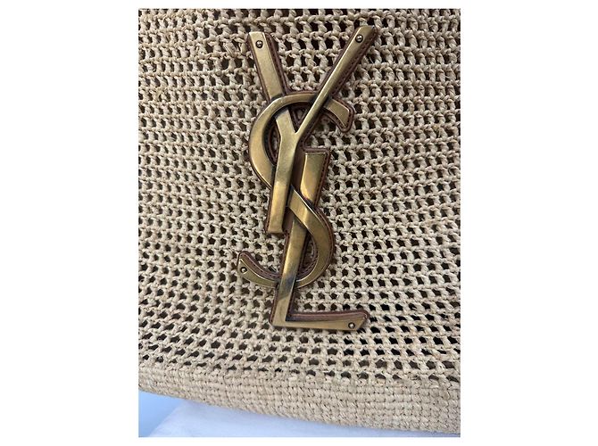 Autre Marque Saint Laurent Rive Gauche Borsa Tote in Rafia Beige - vista 4