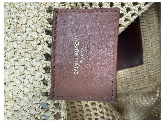 Autre Marque Saint Laurent Rive Gauche Borsa Tote in Rafia Beige - vista 6