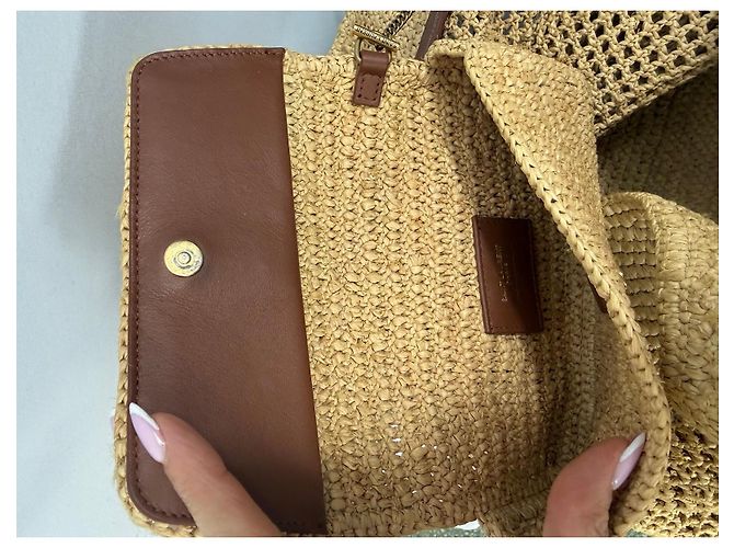 Autre Marque Saint Laurent Rive Gauche Borsa Tote in Rafia Beige - vista 9